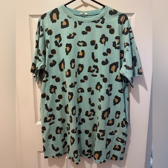 easel Dresses & Skirts - Easel Teal and Brown Patterned Dress Small